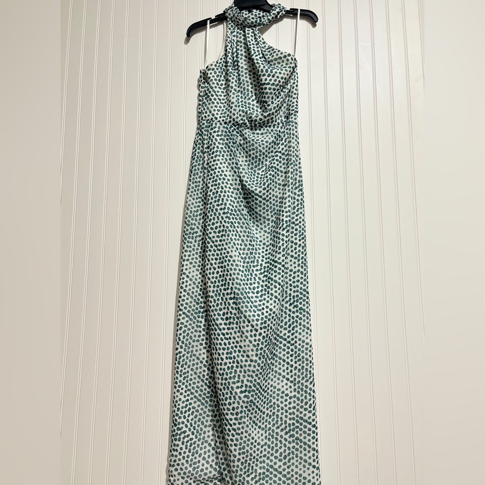 Chic Strapless Blue Patterned Dress - image 5